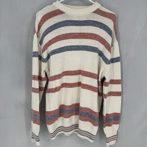 Zara Striped Cream, Red, and Blue Men's Sweater